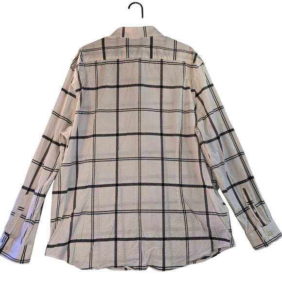 Express Slim1MX Men's Longsleeve Button Up White/Black Plaid Size XXL - Picture 2 of 8